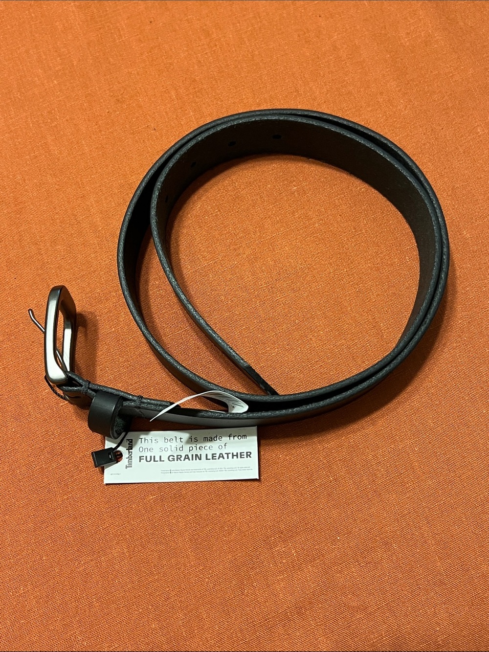 Timberland Black Leather Men's Belt with Silver Buckle